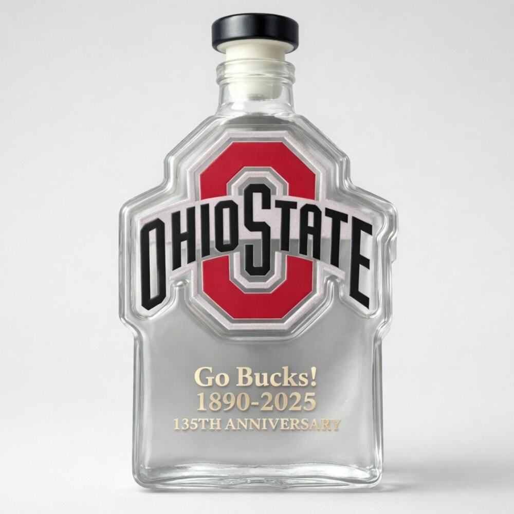 Ohio State Buckeyes 135th Anniversary 1890-2025 Empty Glass Decanter‎
